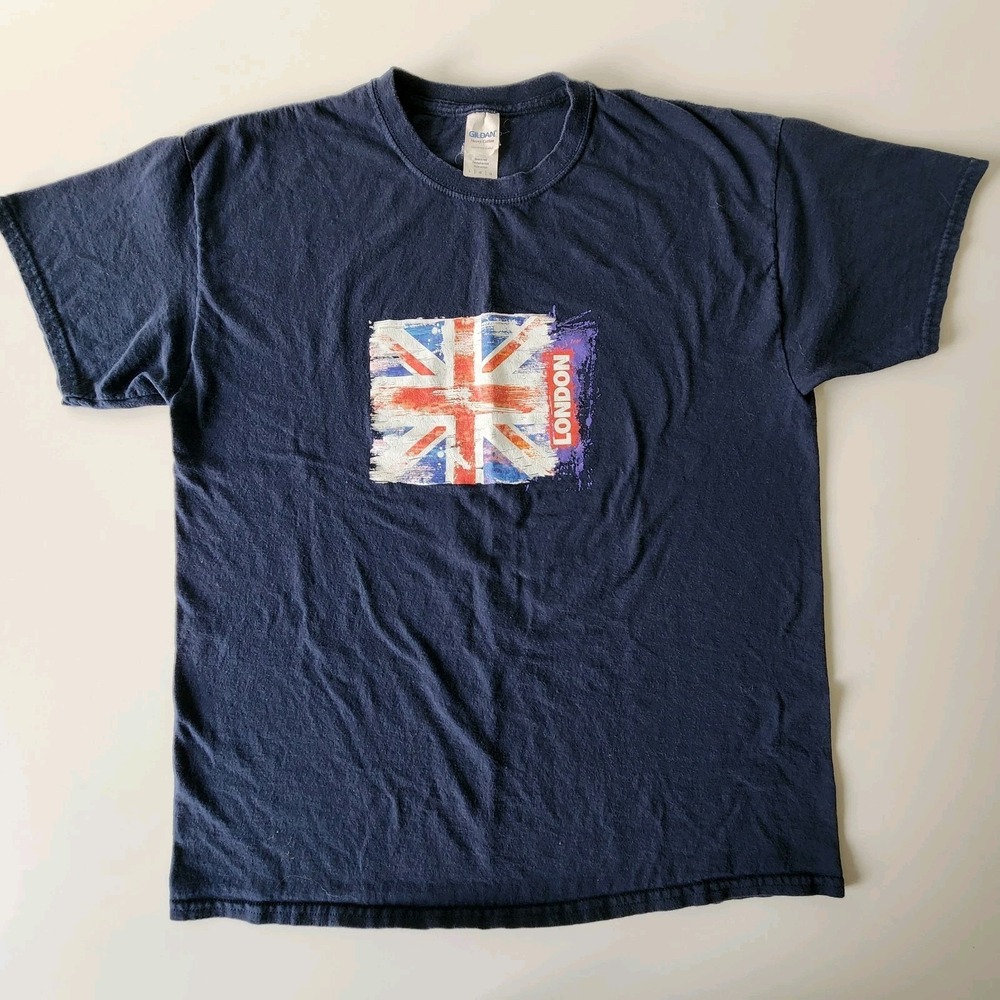 London Shirt Mens Large Union Jack Flag England British Britain Red‎ White Blue